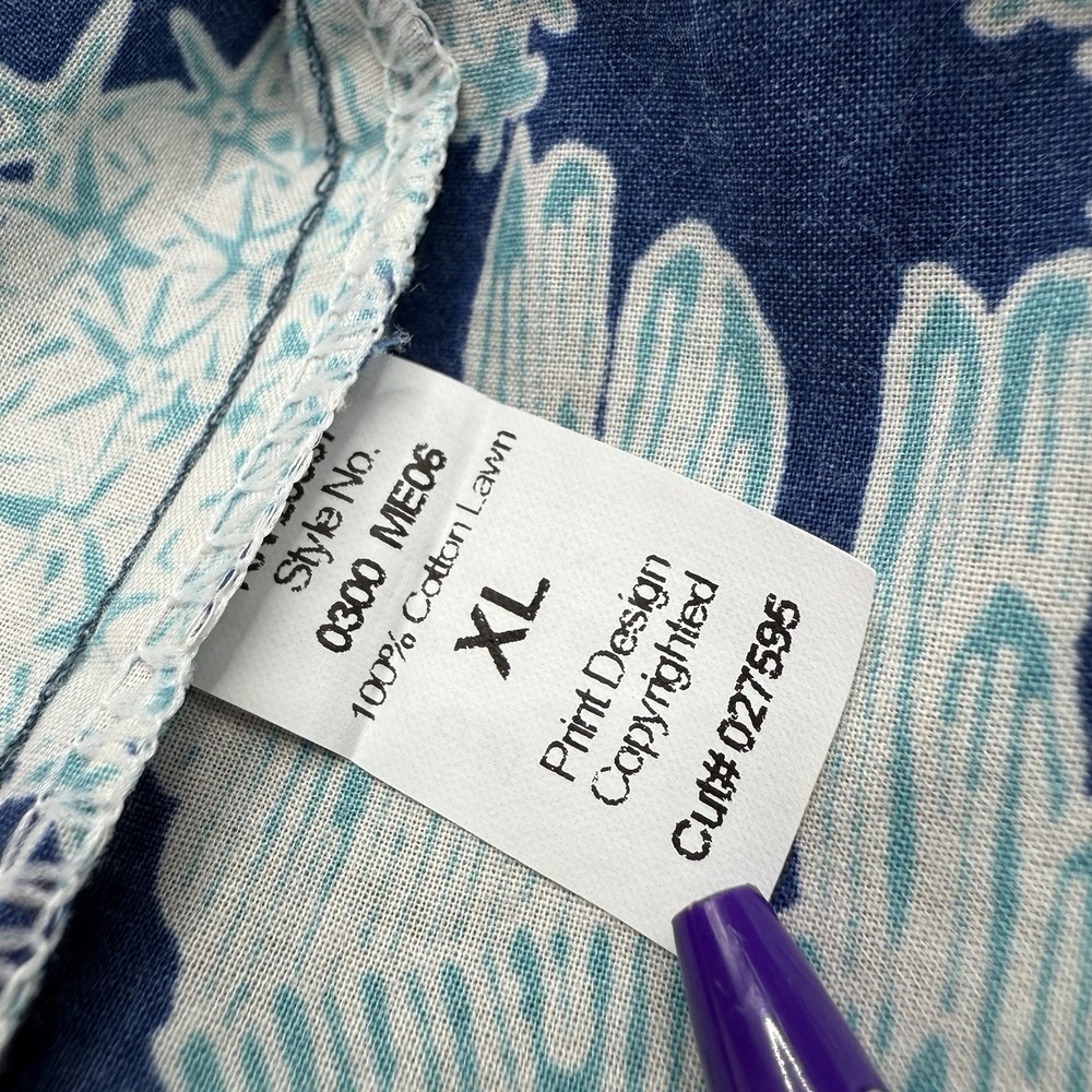 Tori Richard Blue Coral Fish Oceanic Motif Hawaiian Shirt XLarge Button Up Polo - Picture 7 of 8